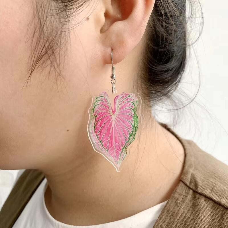 Leaf Acrylic Flat Pendant Earrings Accessories