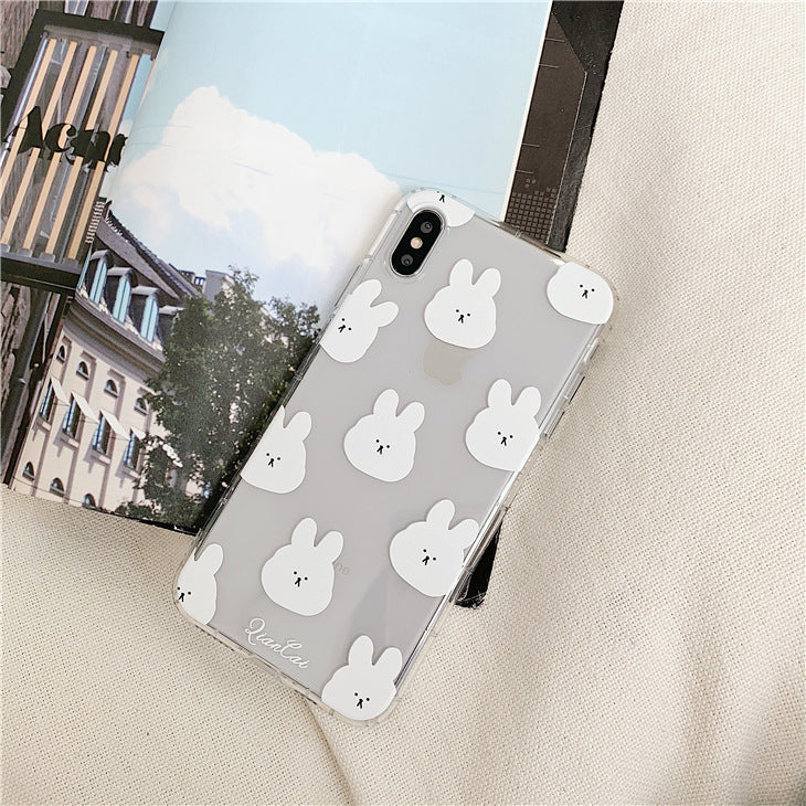 Compatible with Apple , Cute Cartoon Rabbit Transparent Soft Shell Cover