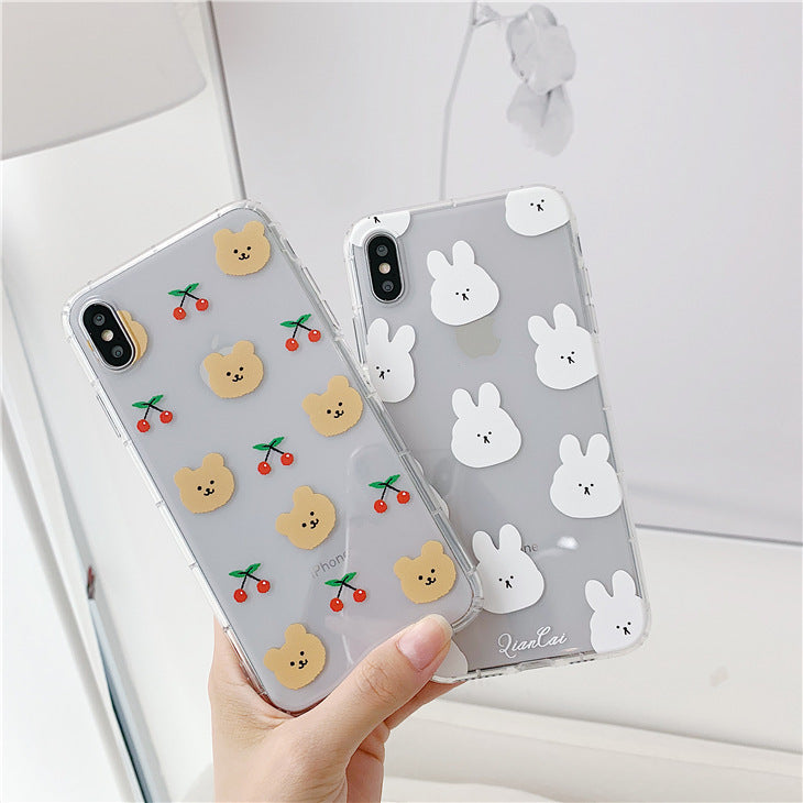Compatible with Apple , Cute Cartoon Rabbit Transparent Soft Shell Cover