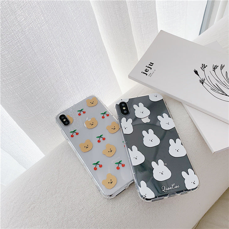 Compatible with Apple , Cute Cartoon Rabbit Transparent Soft Shell Cover