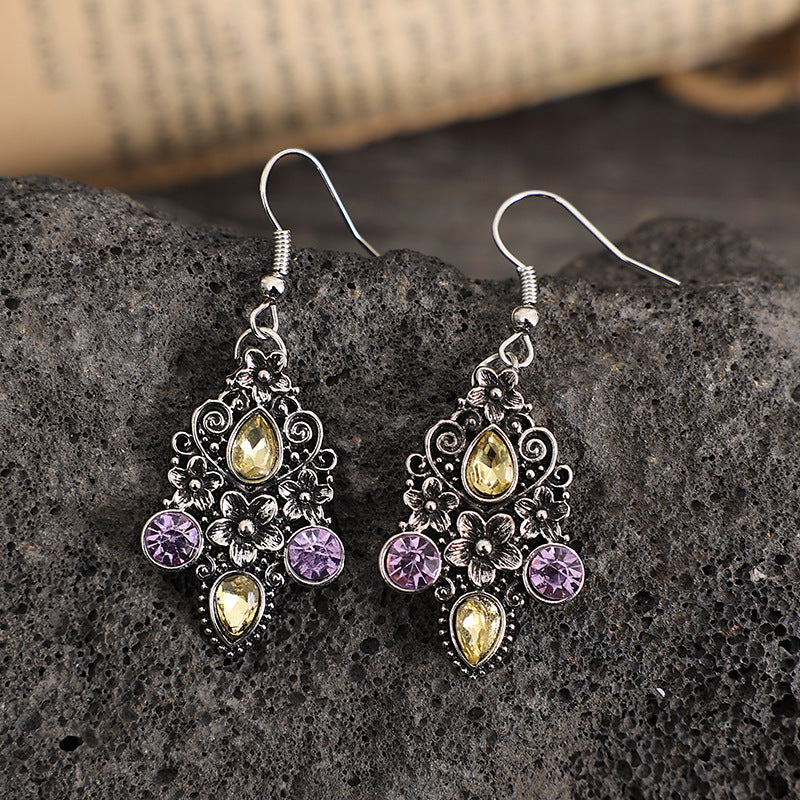 Retro Ethnic Style Carved Water Drop Pear-shaped Earrings