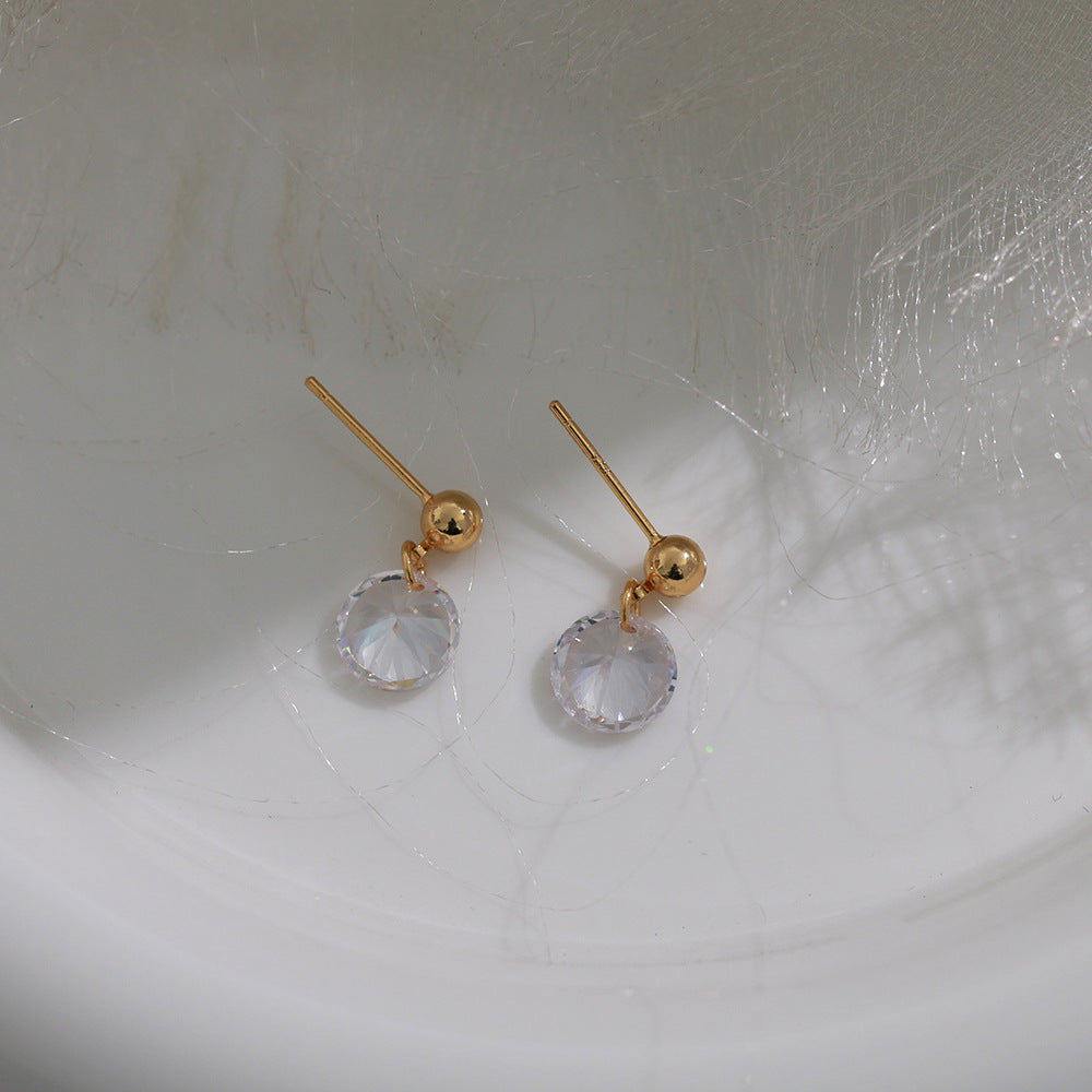 South Korea Elegant Zircon Super Simple Temperament S925 Silver Ear Studs Earrings Female