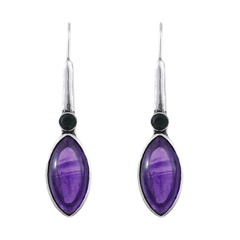 Retro Simple Inlaid Gem Drop Earrings