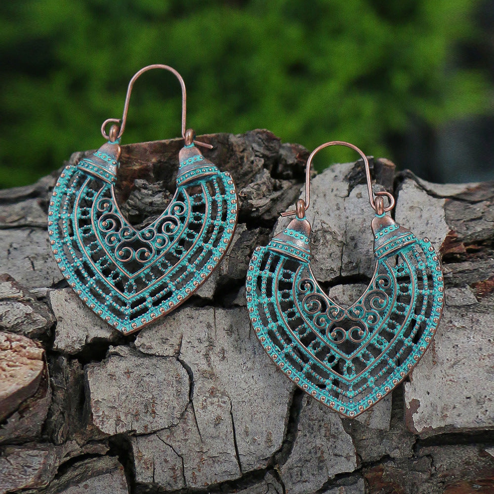 Vintage Ethnic Style Earrings Bohemian Turquoise Stud Earrings