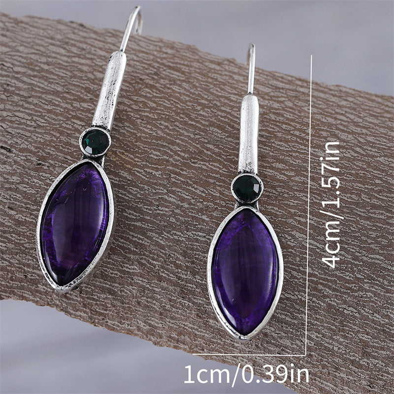 Retro Simple Inlaid Gem Drop Earrings