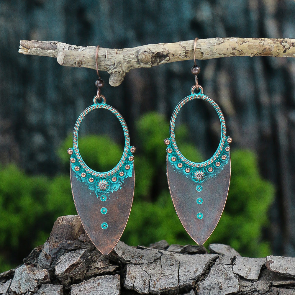 Vintage Ethnic Style Earrings Bohemian Turquoise Stud Earrings