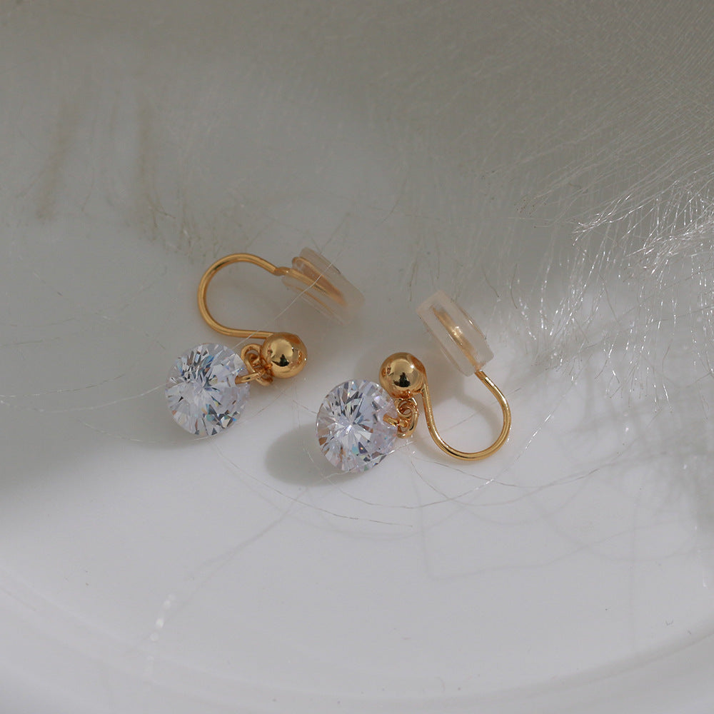 South Korea Elegant Zircon Super Simple Temperament S925 Silver Ear Studs Earrings Female