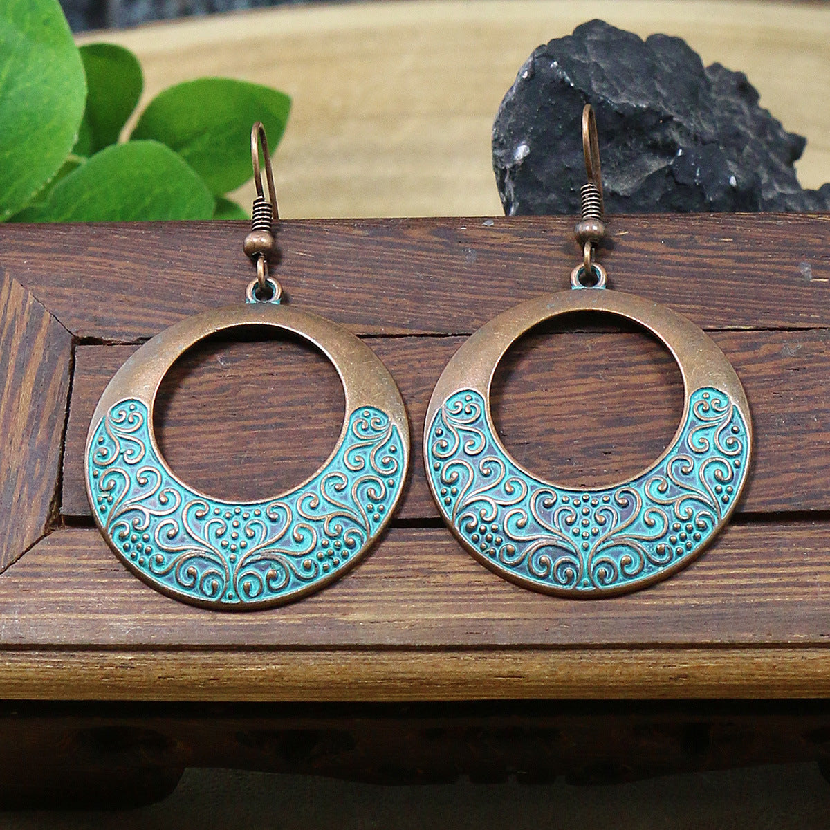 Vintage Ethnic Style Earrings Bohemian Turquoise Stud Earrings