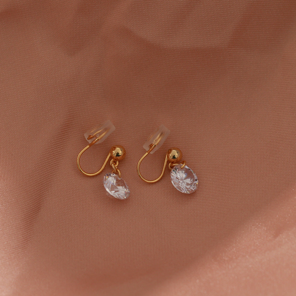 South Korea Elegant Zircon Super Simple Temperament S925 Silver Ear Studs Earrings Female