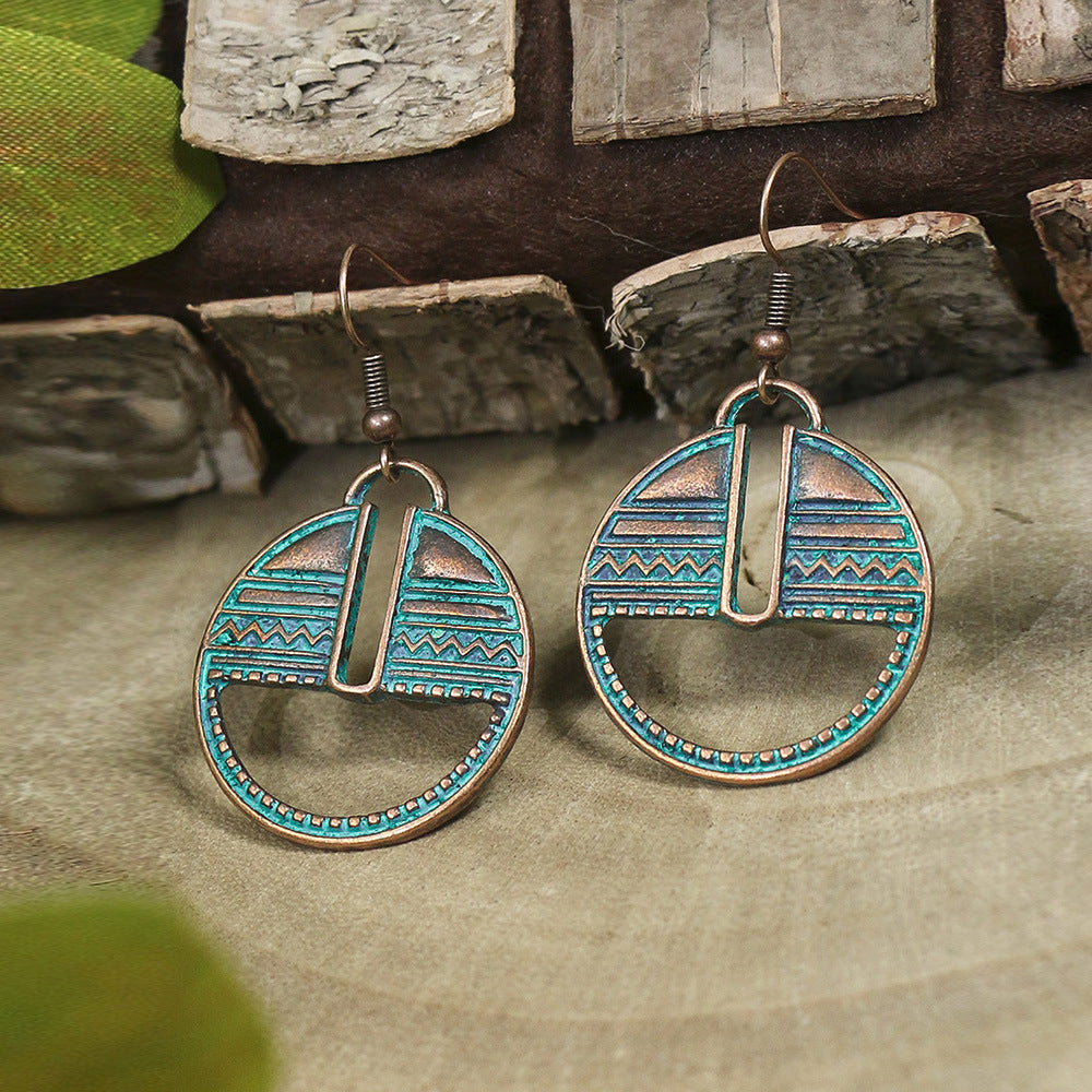 Vintage Ethnic Style Earrings Bohemian Turquoise Stud Earrings