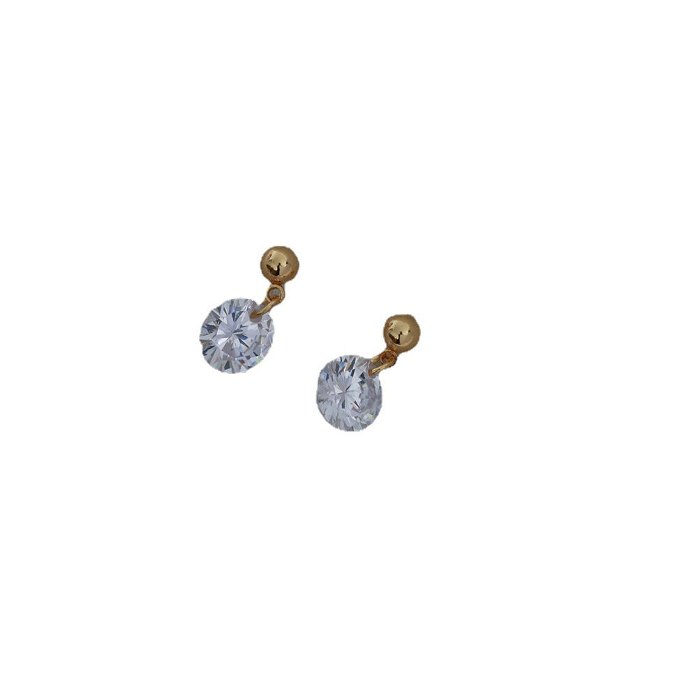 South Korea Elegant Zircon Super Simple Temperament S925 Silver Ear Studs Earrings Female