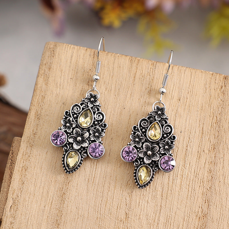 Retro Ethnic Style Carved Water Drop Pear-shaped Earrings
