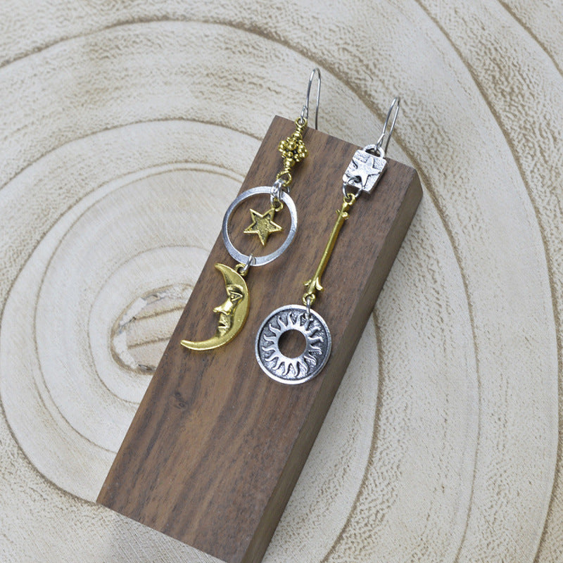 Vintage Metal Sun Moon XINGX Pendant Earrings For Women