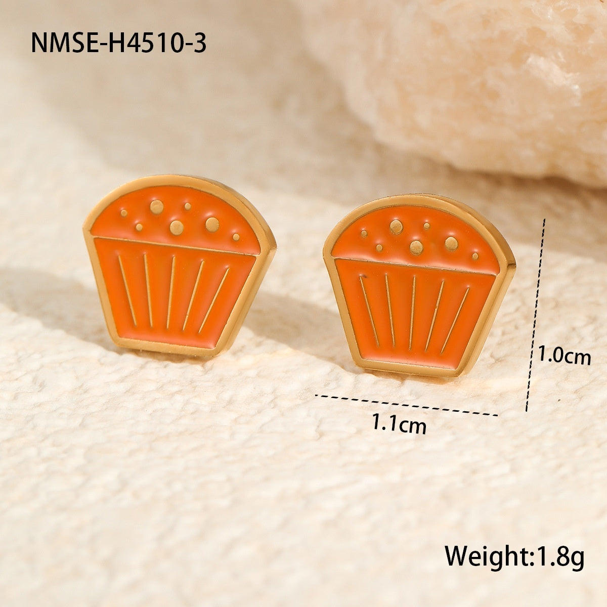 Personalized Creative Colorful Oil Stainless Steel Cute Fruit Cake Ear Studs