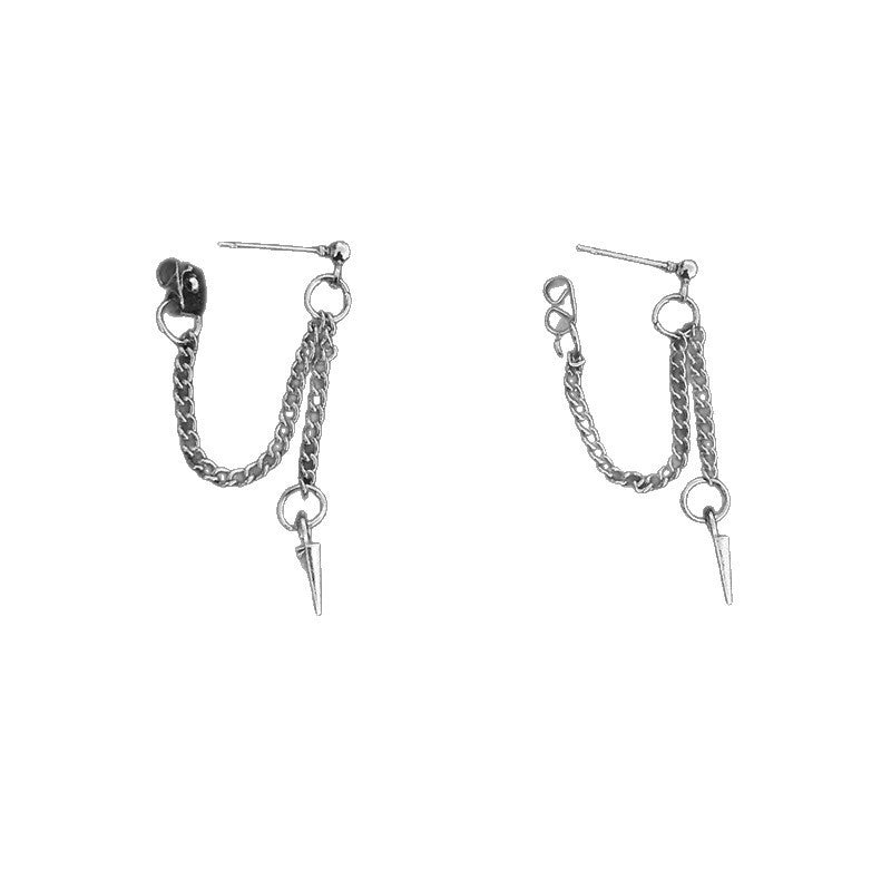 Long And Simple Rivet Chain Cold Style Hip Hop Tapered Earrings