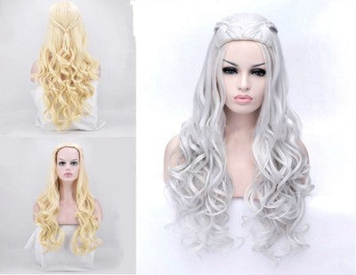 Matt 70cm braided silver long curly hair