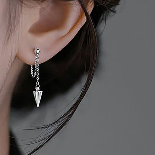 Long And Simple Rivet Chain Cold Style Hip Hop Tapered Earrings