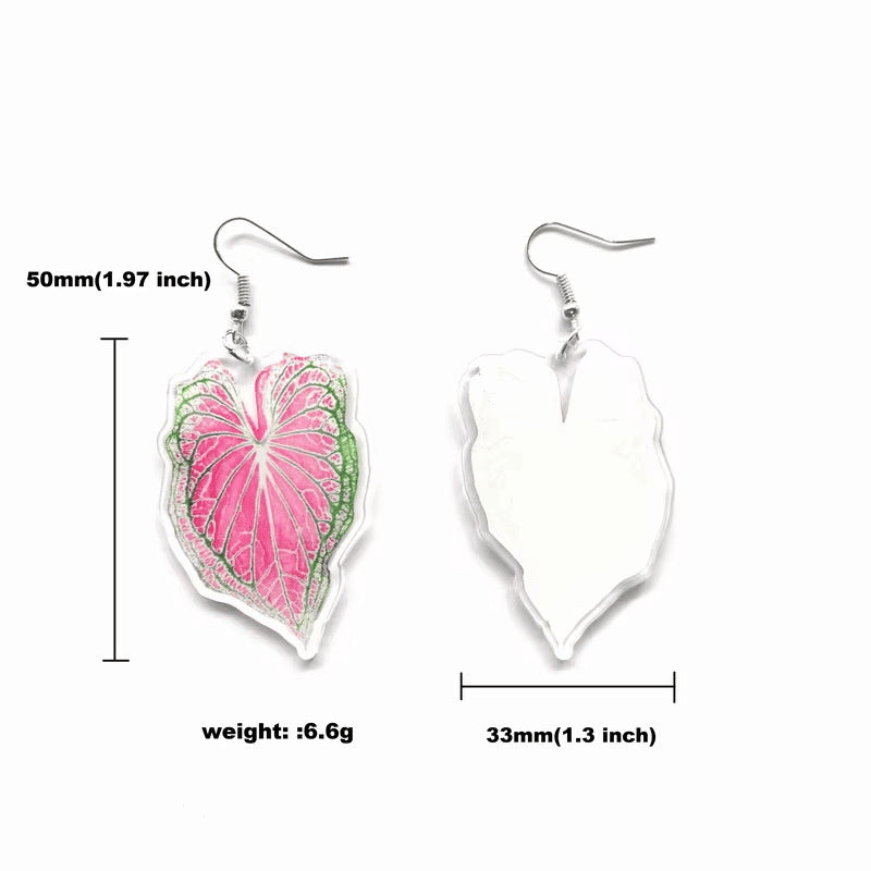 Leaf Acrylic Flat Pendant Earrings Accessories
