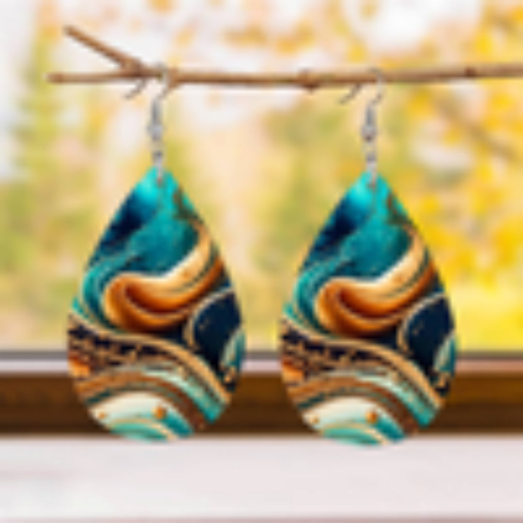 Fashion Colorful Water Ripple Pattern Acrylic Earrings