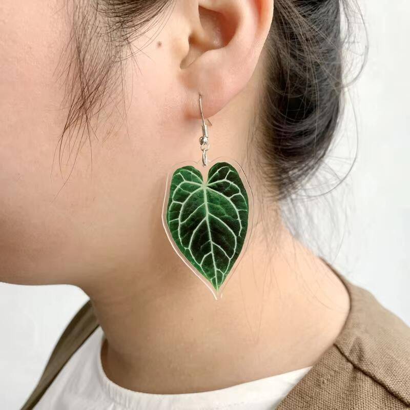 Leaf Acrylic Flat Pendant Earrings Accessories