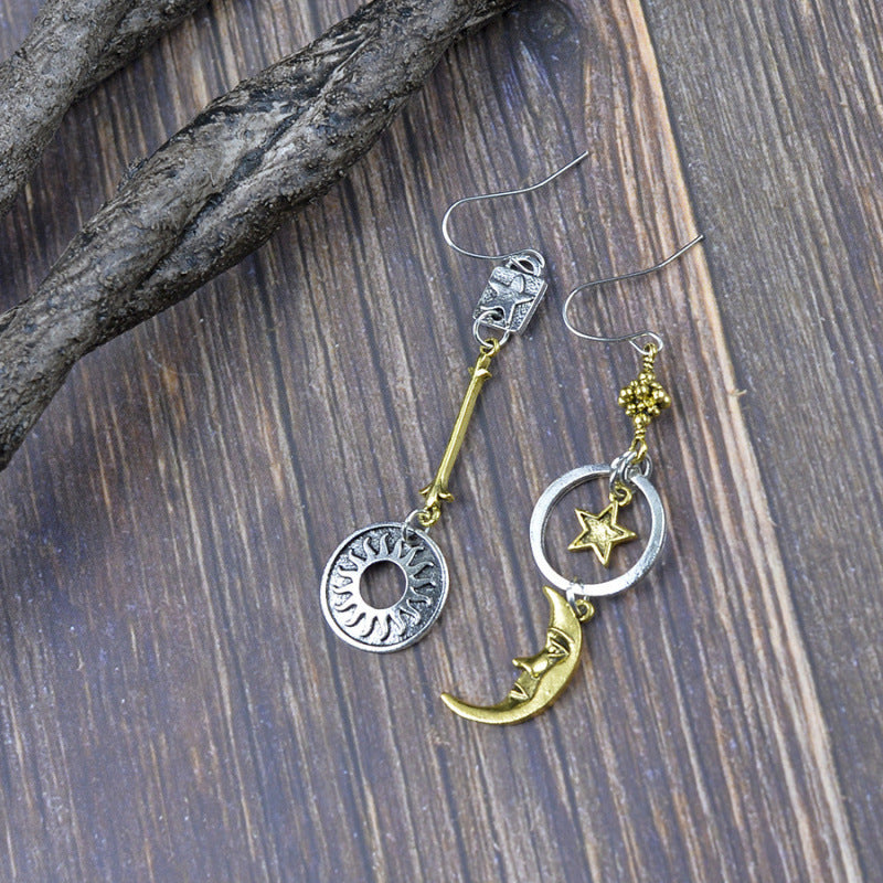 Vintage Metal Sun Moon XINGX Pendant Earrings For Women