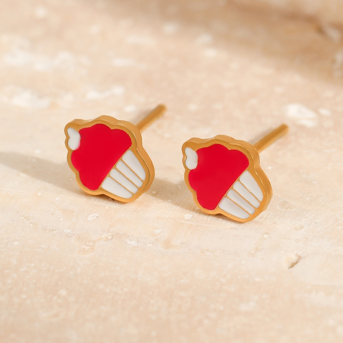 Personalized Creative Colorful Oil Stainless Steel Cute Fruit Cake Ear Studs