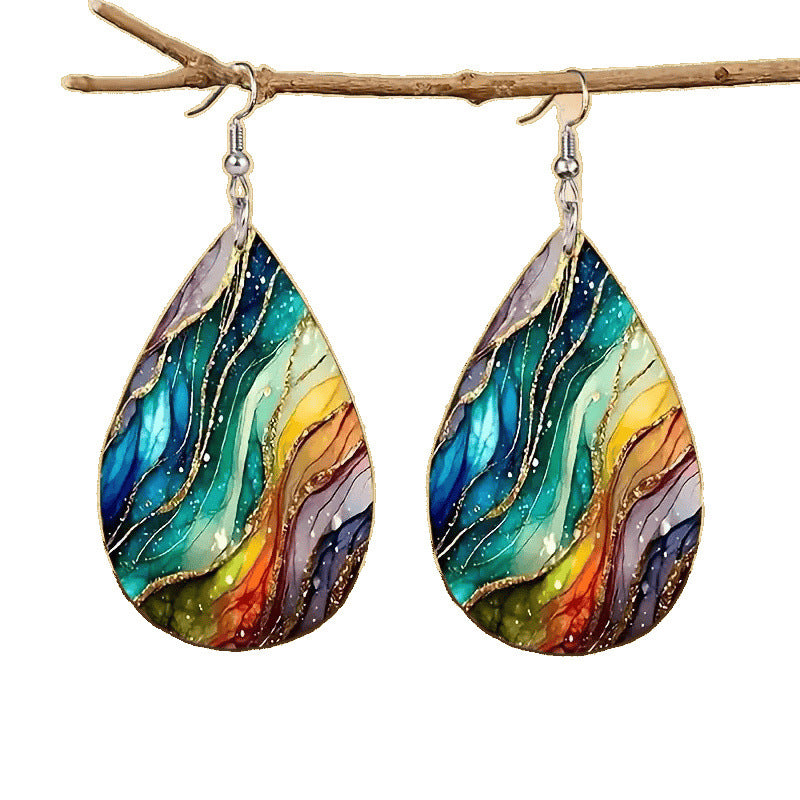 Fashion Colorful Water Ripple Pattern Acrylic Earrings