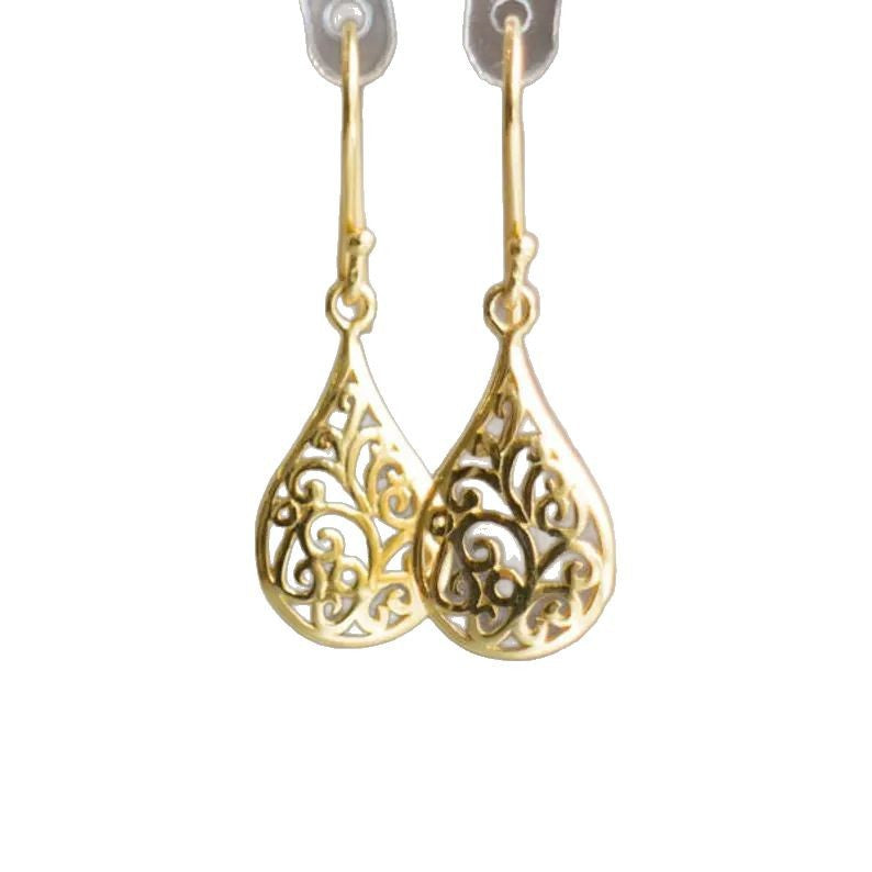 Retro Hollow Plant Pendant Earrings Party Personality