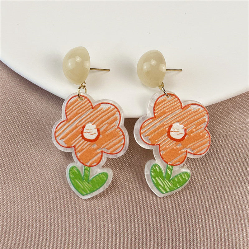 Women's Round Acrylic Lake Blue Earrings