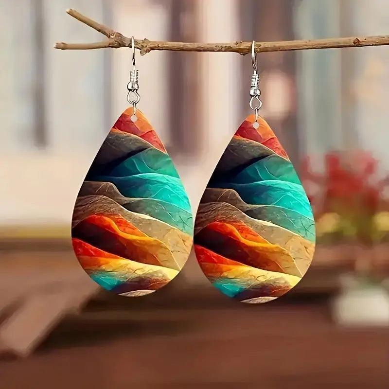 Fashion Colorful Water Ripple Pattern Acrylic Earrings