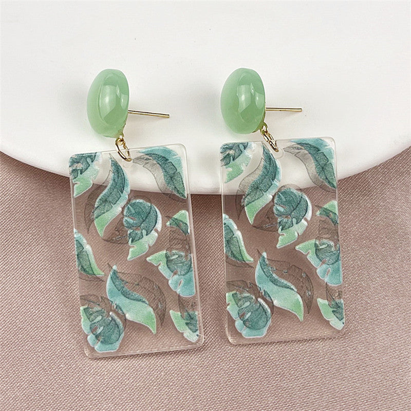 Women's Round Acrylic Lake Blue Earrings