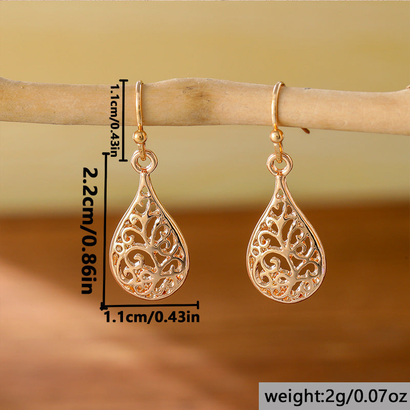 Retro Hollow Plant Pendant Earrings Party Personality