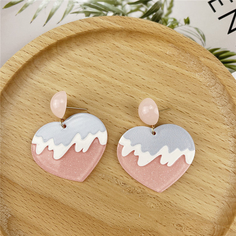 Women's Round Acrylic Lake Blue Earrings
