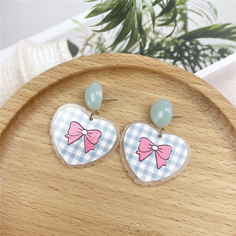 Women's Round Acrylic Lake Blue Earrings