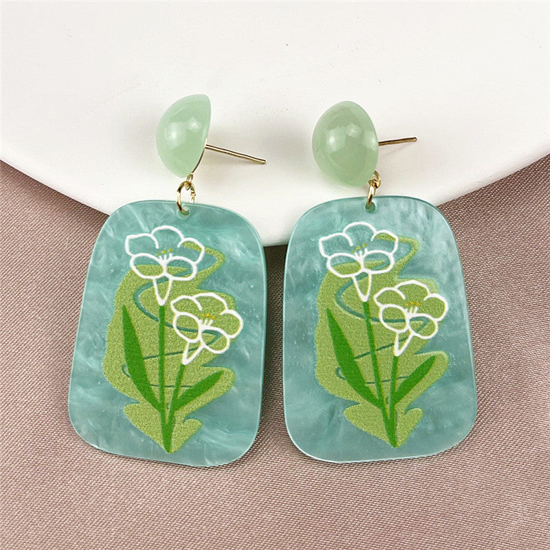 Women's Round Acrylic Lake Blue Earrings
