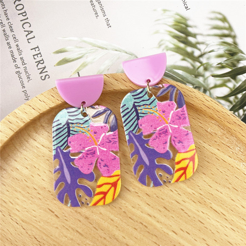 Women's Round Acrylic Lake Blue Earrings