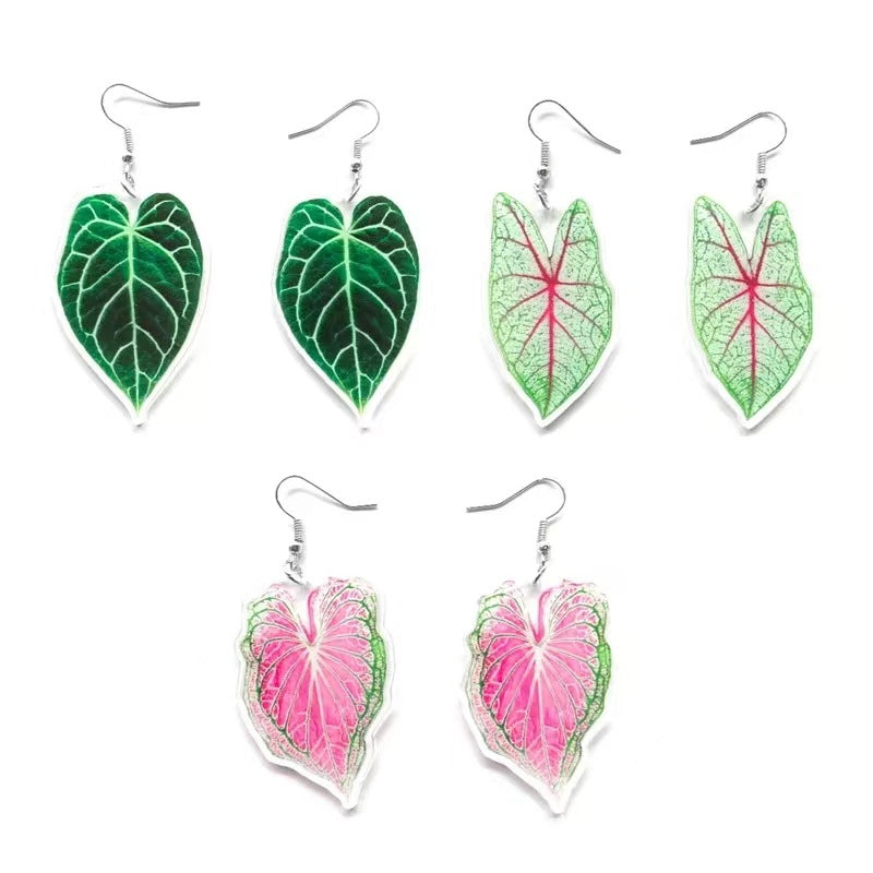 Leaf Acrylic Flat Pendant Earrings Accessories