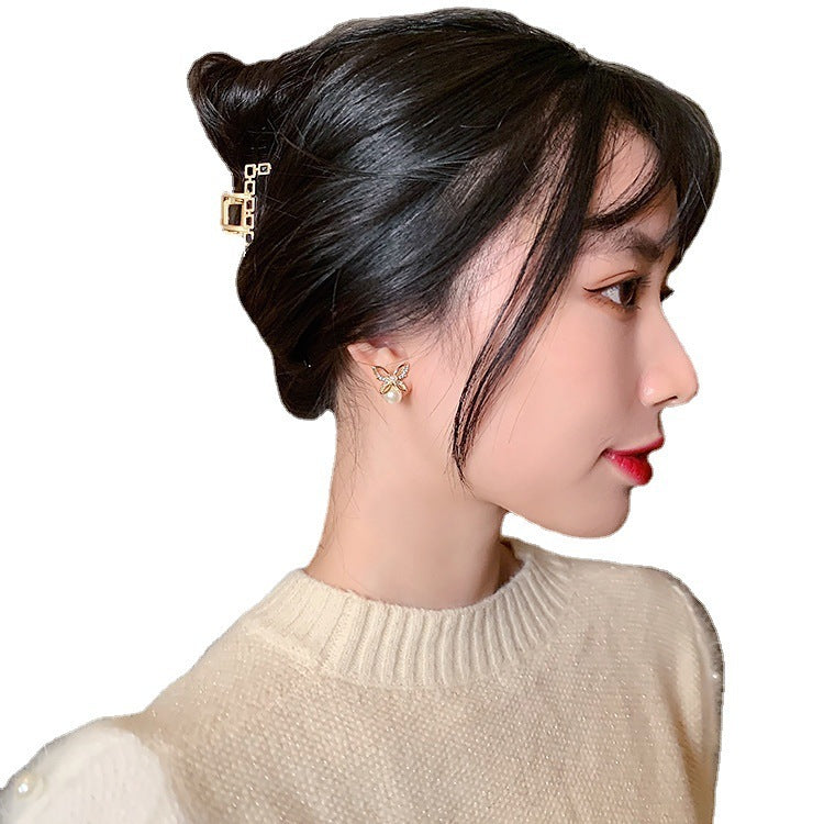 Elegant Rhinestone Pearl Earrings For Women