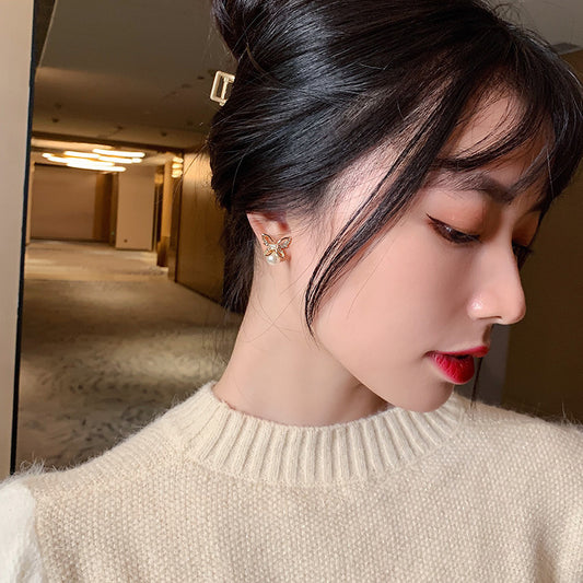 Elegant Rhinestone Pearl Earrings For Women