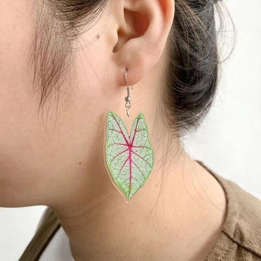 Leaf Acrylic Flat Pendant Earrings Accessories